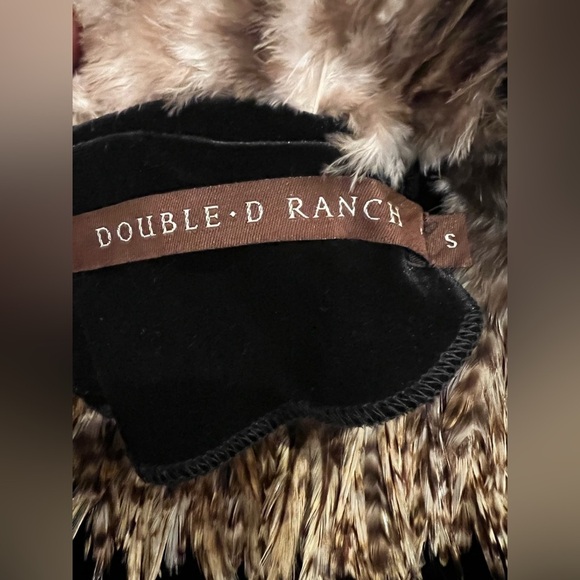 Double D Ranch Black Velvet Mock Turtleneck Feather Trim Small - Picture 4 of 12